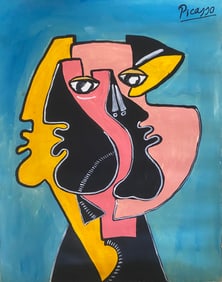 Abstract Painting on Canvas Signed Picasso