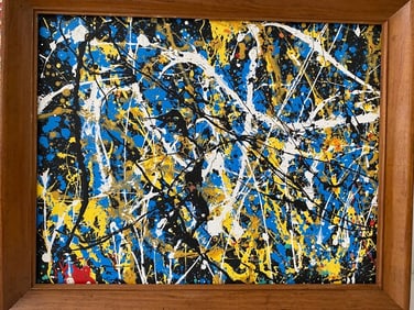 Jackson Pollock Painting on Cardboard