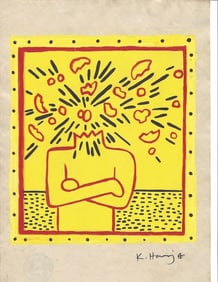 Keith Haring Drawing, Stamp on Verso