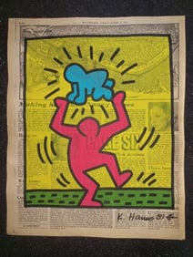 Keith Haring Newspaper - Untitled,1983 Keith Haring Newspaper Marker Art