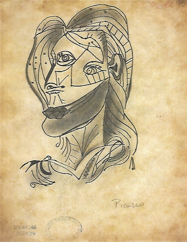 Pablo Picasso Fine Art drawing/print Ink on Paper: Pablo Picasso Fine Art drawing/print Ink on Paper.NY Private Collection stamp on verso.Paper Size: 12 x 8 1/2 Inches. Good Condition. We pack & Ship for you. We take care of the shipping services in h