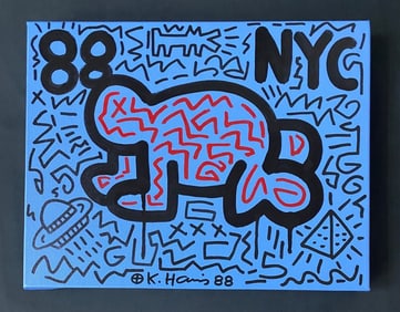 Keith Haring 1988 - Pop Shop-Painting on Canvas