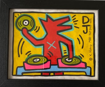 Keith Haring Drawing on Unique Paper SIGNED NYC POP SHOP