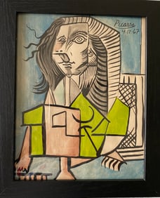 Pablo Picasso Mixed Media on Paper framed