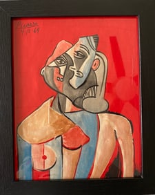 Pablo Picasso Mixed Media on Paper framed