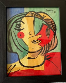Pablo Picasso Mixed Media on Paper framed
