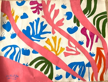 Vintage Abstract Canvas Matissee, Modern Art 20th Century.