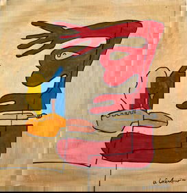 Abstract Painting on Canvas- Le Corbusier