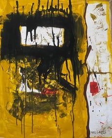 Millares Old 20th Century Modern Art Painting on Canvas