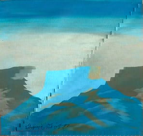 Abstract Painting on Canvas Signed Georgia Okeffee