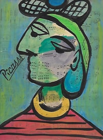 Mixed Media Pablo Picasso Drawing on Paper After (artist)