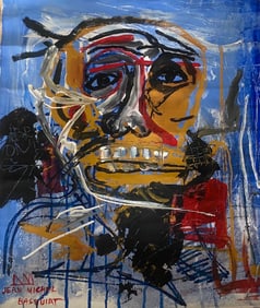 Basquiat Old 20th Century Modern Art Painting on Canvas