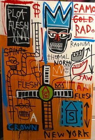 Basquiat Painting on Canvas 1983 Fits ."Samo Crown"