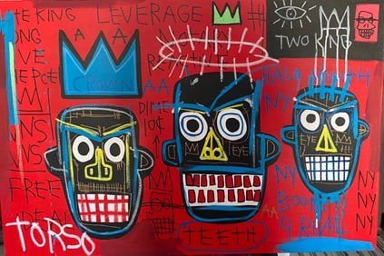 Jean Basquiat Painting on Canvas  "King "