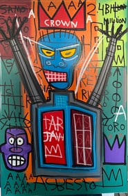 Jean Basquiat Painting on Canvas "Crown"