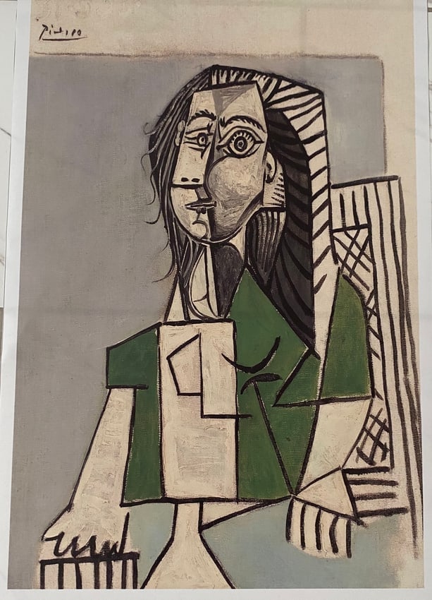 Pablo Picasso Print on Canvas: Pablo Picasso Print on Canvas size 25 x 17. Pablo Picasso was a Spanish painter, sculptor, printmaker, and ceramicist who co-founded Cubism with Georges Braque. He was a dominant and influential artis