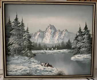 Vintage Landscaping Painting on Canvas wood Framed