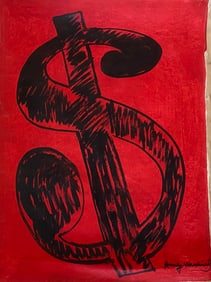 Abstract Painting on Canvas Signed Andy Warhol