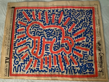 Keith Haring Newspaper - Untitled,1981 Keith Haring Newspaper Marker Art - Keith Haring - Untitled,