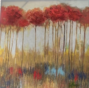 Large mix media Print abstract on Canvas signed