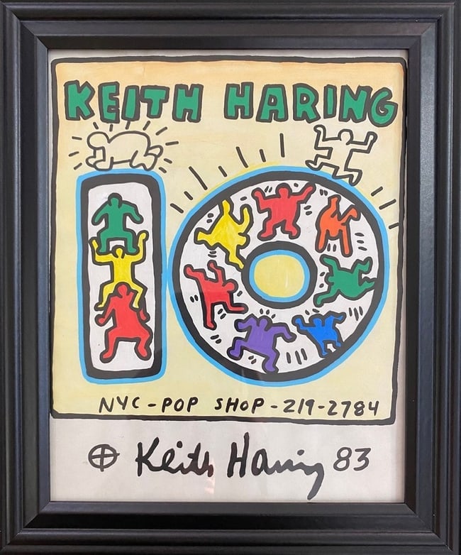 Keith Haring drawing on Rare Unique vintage paper Stamped On reverse (1 of 6)