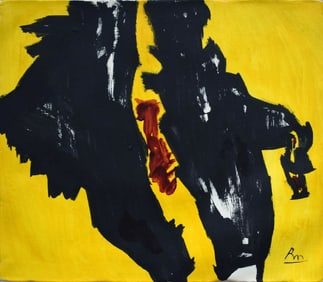 Vintage Abstract Canvas RM (Motherwell) Modern Old 20th Century Art (After)