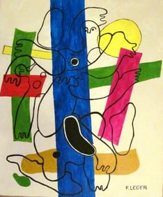 Vintage Abstract Canvas signed Fernand Leger (After)