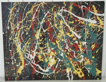 Jackson Pollock Abstract Painting on Cardboard