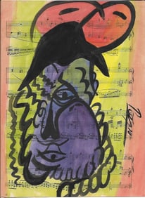 Mixed Media Pablo Picasso Drawing on Paper (after artist)