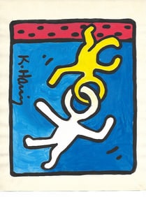 Keith Haring Drawing, Stamp on Verso