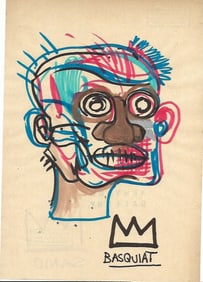 Jean Basquiat Drawing,on paper Stamp on Verso