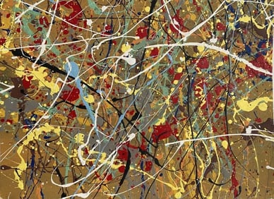 Jackson Pollock Abstract Painting on Paper (After Artist)