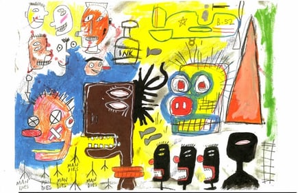 Jean Basquiat Expressionism Print on Thick Paper.