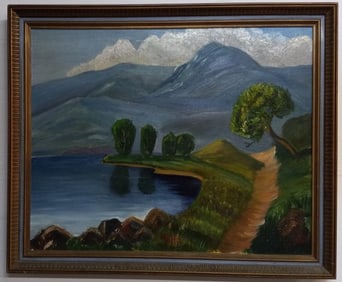 S. Welrick Oil on Canvas Painting Framed .