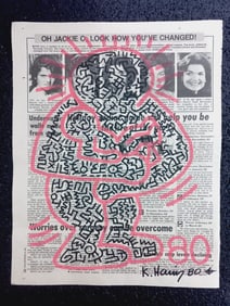 Keith Haring Newspaper - Untitled,1980 Keith Haring Newspaper Marker Art