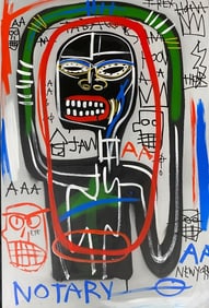 Basquiat Painting "1983 NY" on Canvas