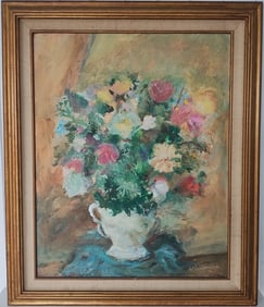 Still Life Flower Vase bouquet on Table Painting on Canvas