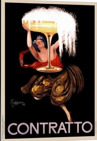 1920s Contratto Champagne Poster