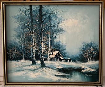 Vintage Landscaping Painting on Canvas wood Framed