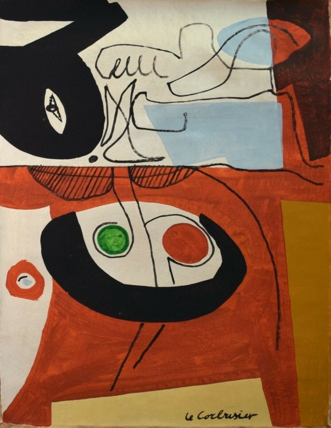 Abstract Painting on Canvas Signed Le Corbusier, (1 of 2)