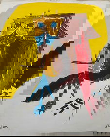 Wilfredo Lam Old 20th Century Modern Art Painting on Canvas