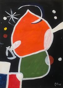 Miro Old 20th Century Modern Art Painting on Canvas