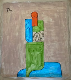 Pierre Old 20th Century Modern Art Painting on Canvas