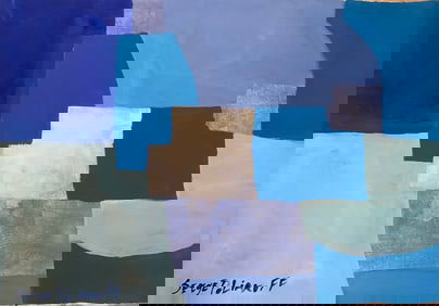 Serge Poliakoff Old 20th Century Modern Art Painting on Canvas