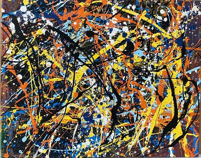 Jackson Pollock Abstract Painting on Canvas: Jackson Pollock Abstract Painting on Canvas. Approx Painting Size: 20 x 16 Inches.No Frame . it is being sold in the manner of the artist.good condition. see photos. New York Collector.Jackson Pollock