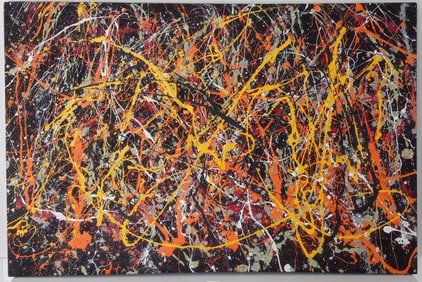 Jackson Pollock Abstract Painting on Canvas Panel (After Artist)