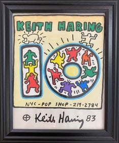 Keith Haring drawing on Rare Unique vintage paper Stamped On reverse