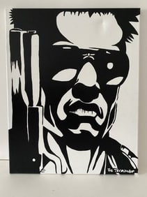 The Terminator Acrylic painting Black & White art canvas (after)