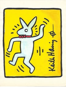 Keith Haring Drawing, Stamp on Verso, Pop Art on paper