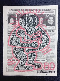 Keith Haring Newspaper - Untitled,1980 Keith Haring Newspaper Marker Art